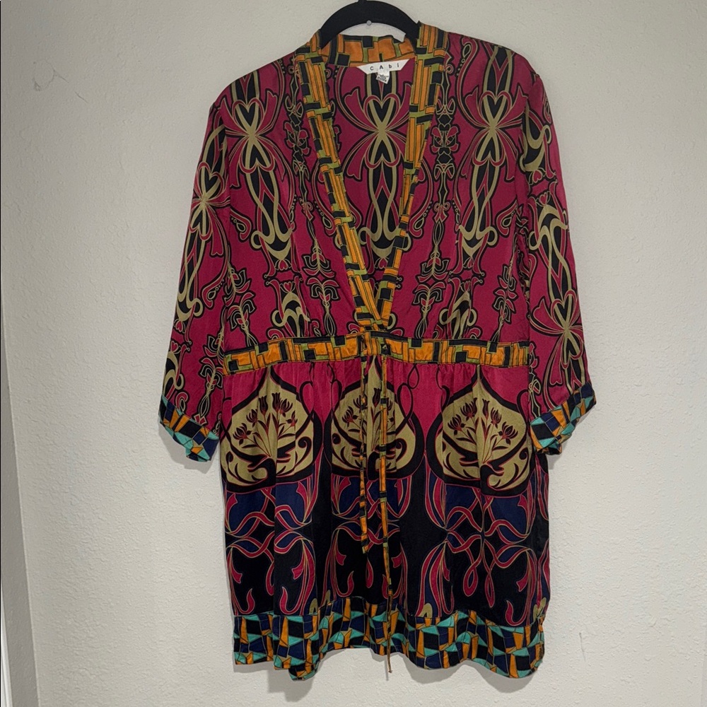 CAbi Multicolor Patterned Tunic Top